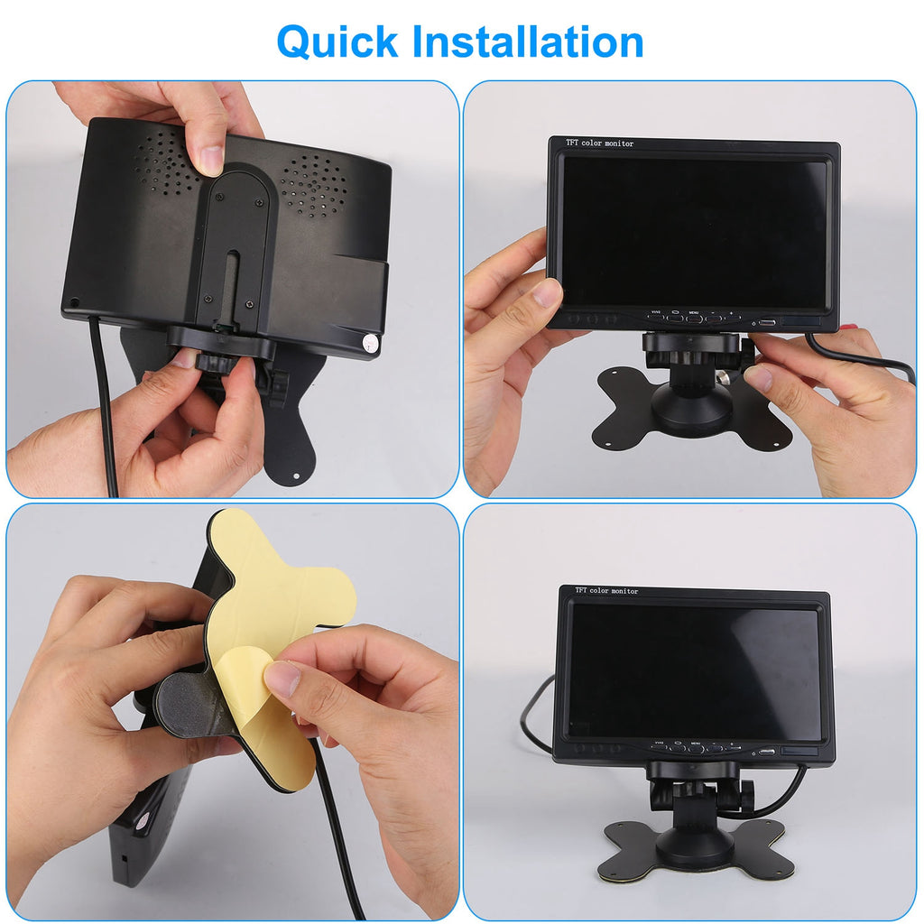 1Pc 7In Screen Backup Camera System Vehicle Rear View Monitor Kit IP67 Waterproof Car Parking Reverse System With Night Vision For Car Trunk Van SUV