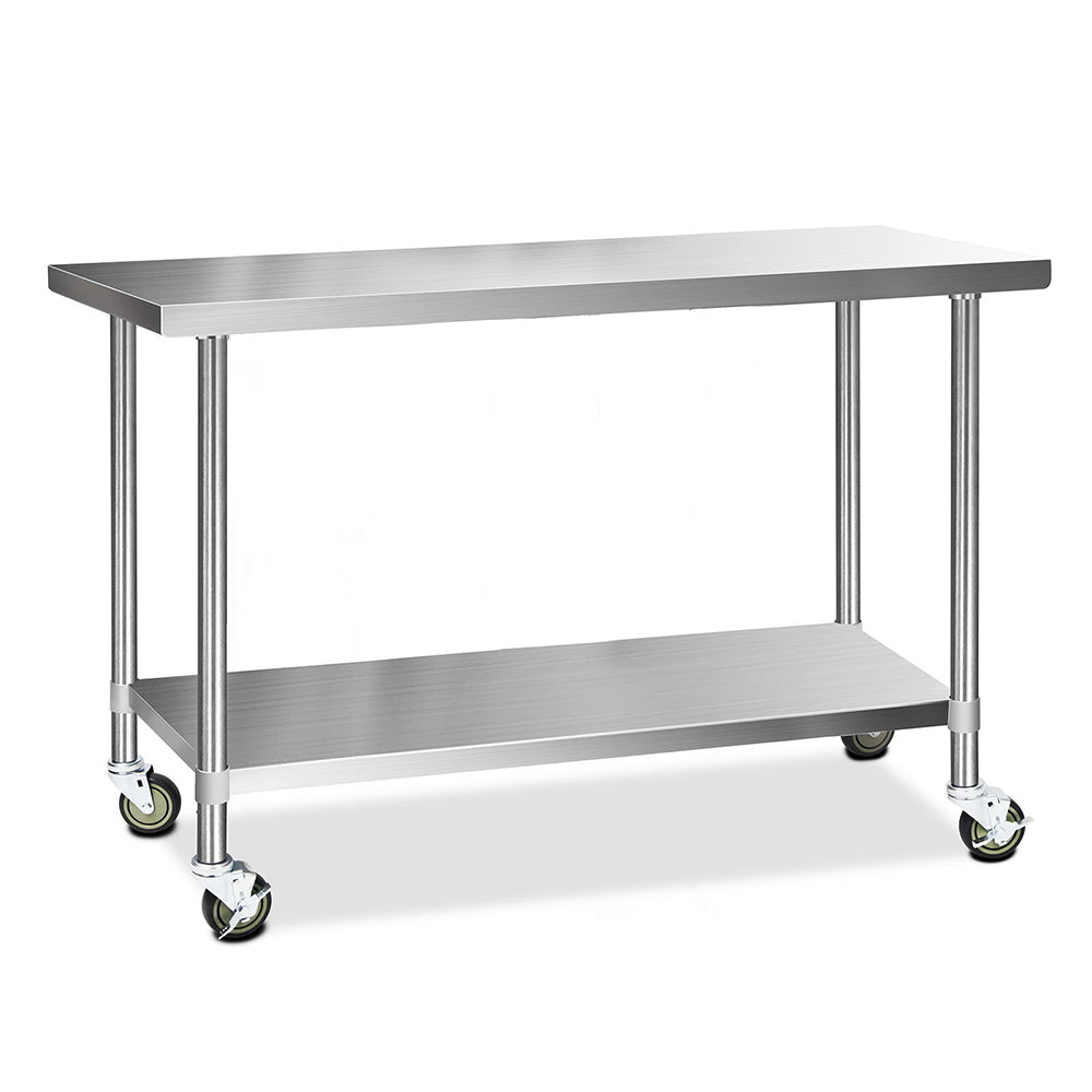 Cefito 1524x610mm Stainless Steel Kitchen Bench with Wheels 304