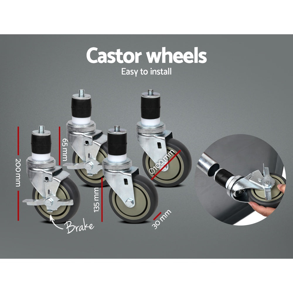 Cefito 1524x610mm Stainless Steel Kitchen Bench with Wheels 304