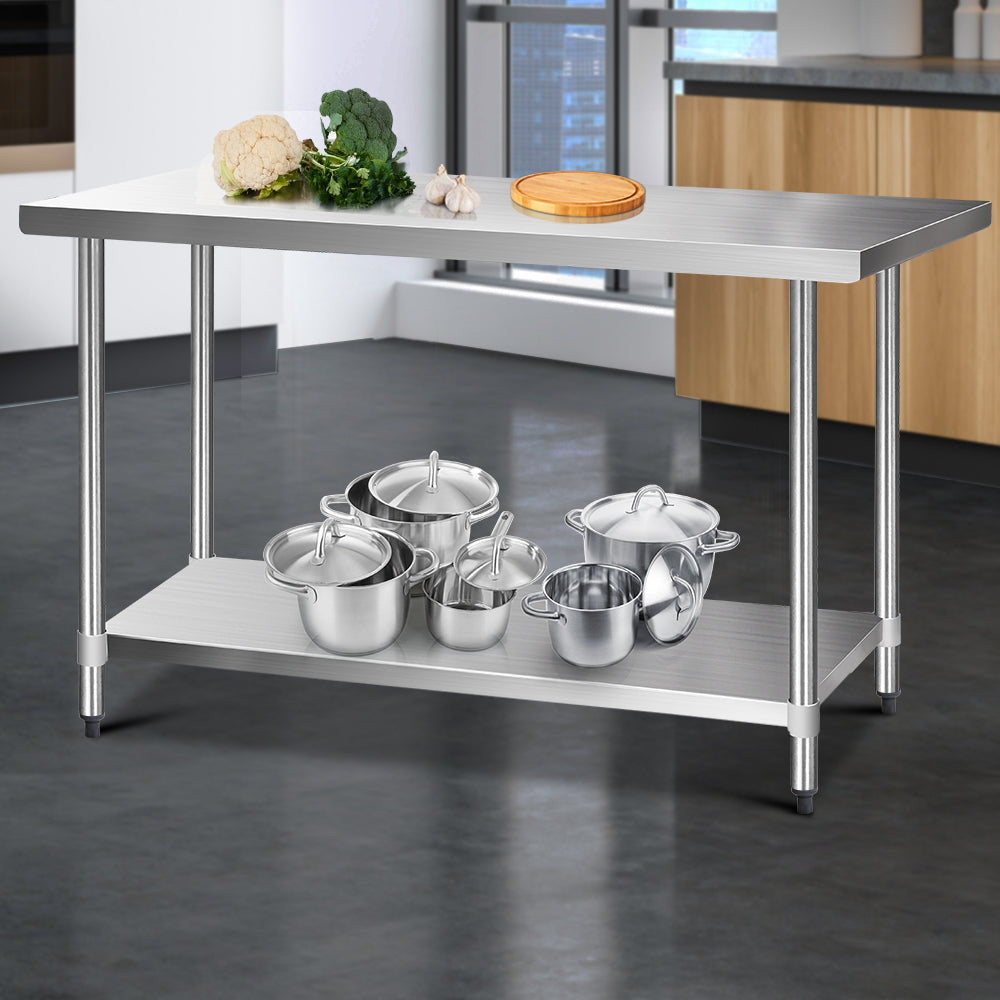Cefito 1524x610mm Stainless Steel Kitchen Bench with Wheels 304